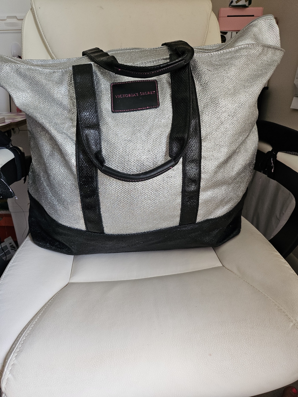 Victoria's Secret Silver & Black Tote Bag